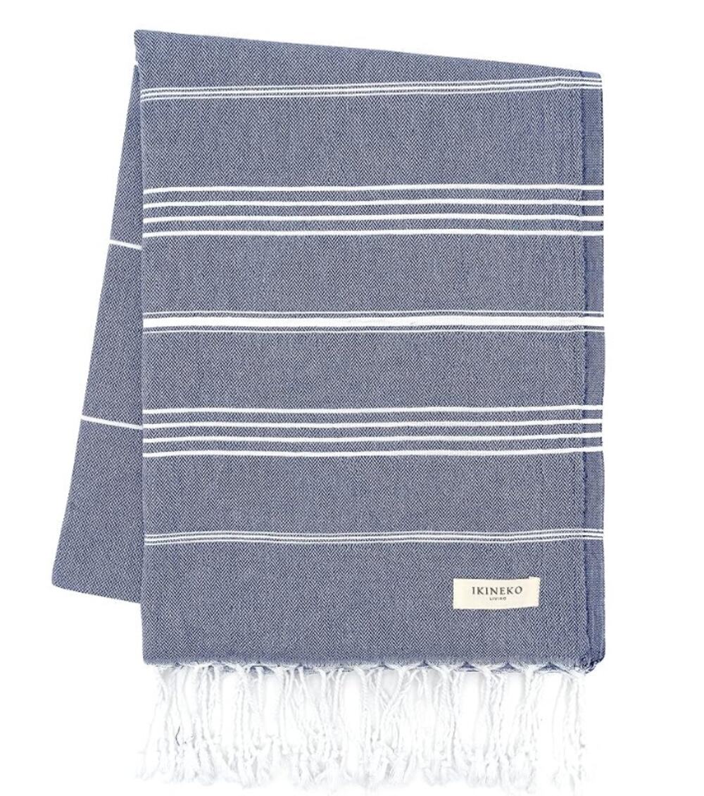 Pure Peshtemal Towel, 100% Pure Cotton Prewashed Sandproof Turkish Towel - Navy